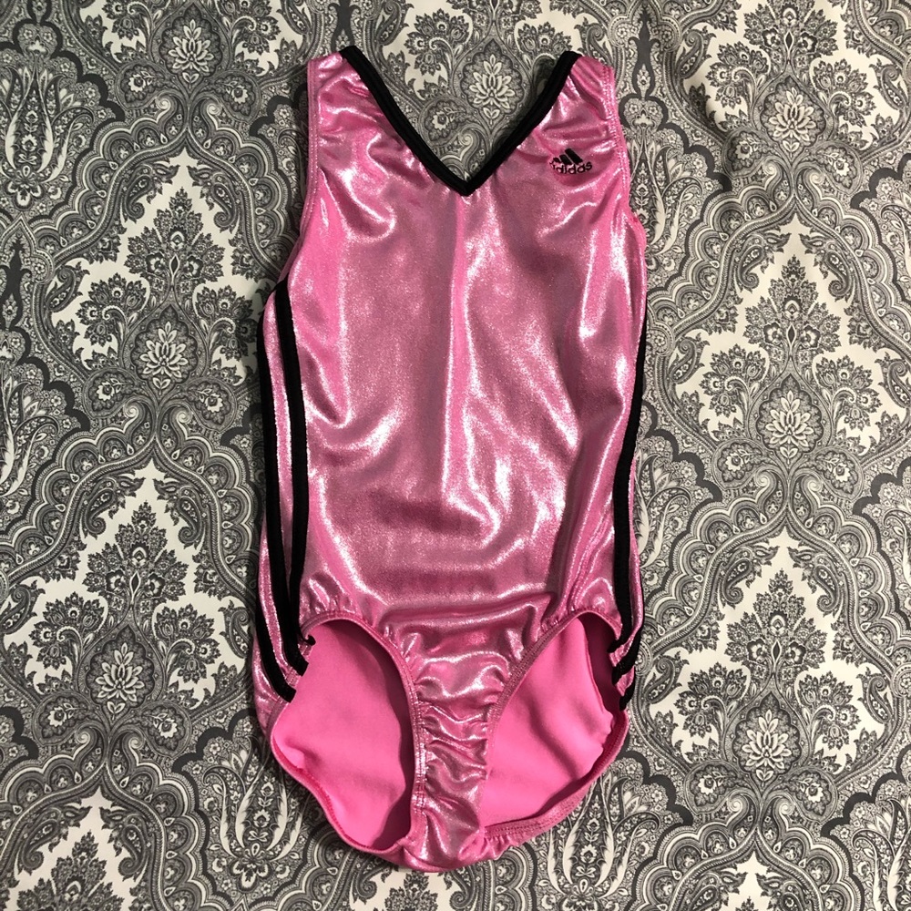 ADIDAS GYMNASTICS LEOTARD. PINK/BLACK. ADULT XS.